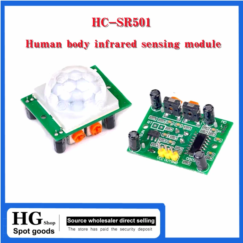 Detector infravermelho piroelétrico do sensor de movimento do módulo PIR, ajuste o IR, HC-SR501, HCSR501, 5-10 PCes pelo lote