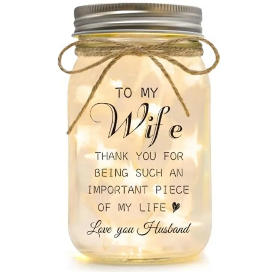 

Valentine's Gifts for Wife - Romantic Gifts for Mason Jar Night Lights, Cute Wife Gift from Husband, Wife Birthday, Wedding Ann