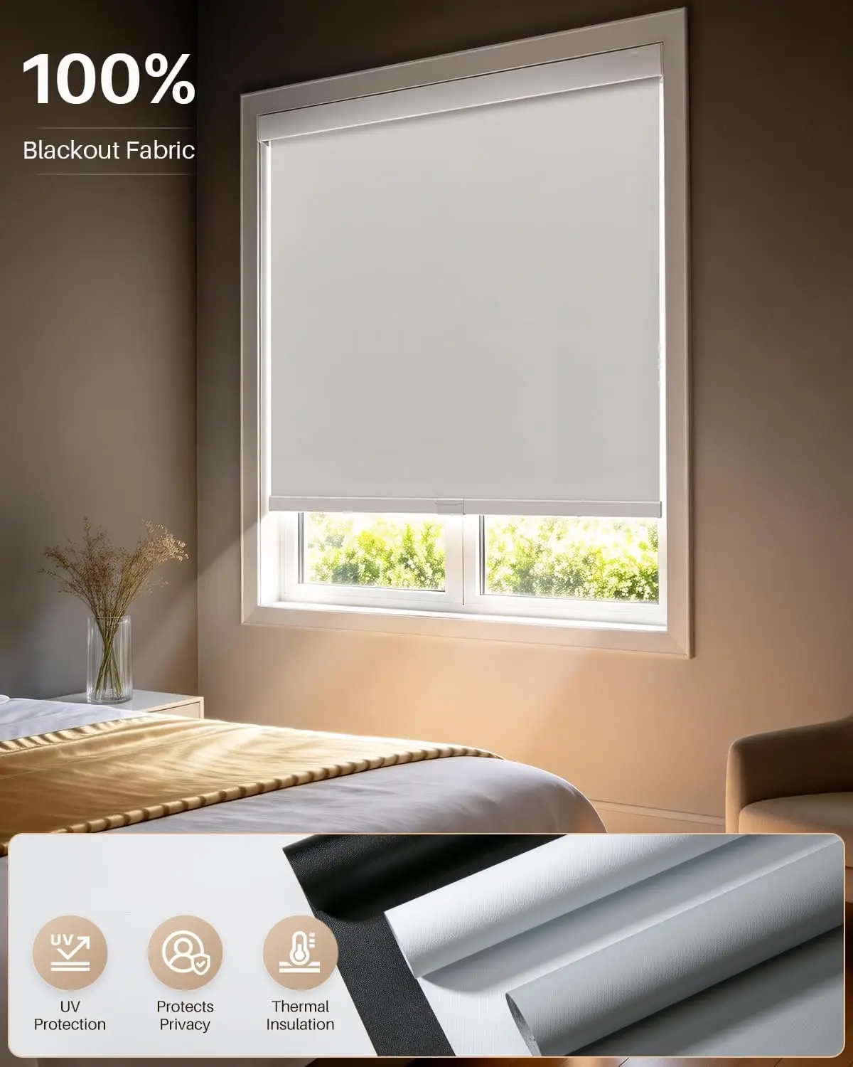 2026 Square Cover New Design No Drilling Aluminum Metal Frame Spring Control No Rope Pulling Roller Blinds For Windows view 4