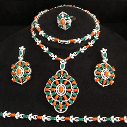 GODKI New Fashion Turquoise UAE Dubai Bridal Jewelry Set For Women Wedding Party Nigerian African Necklace Earring Set