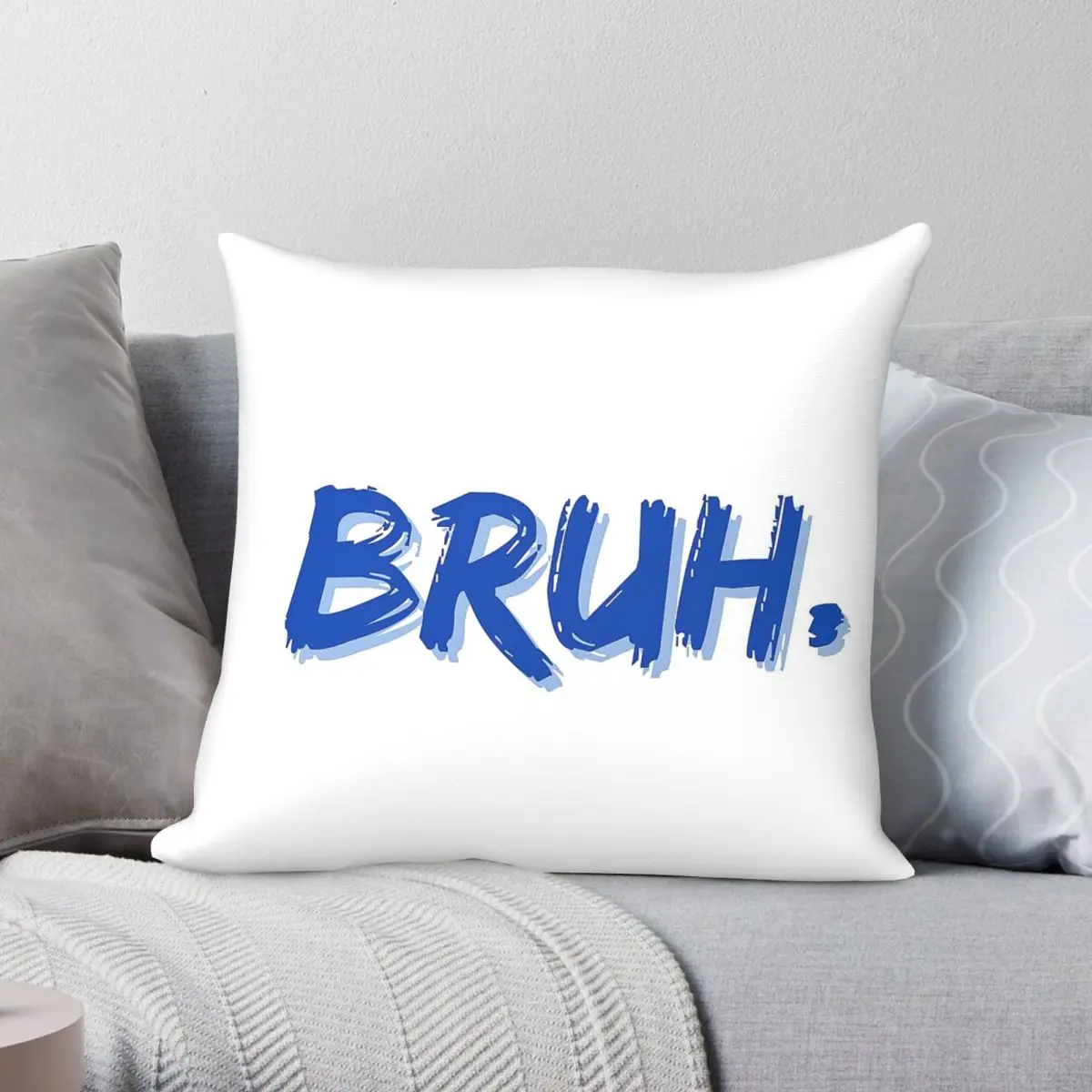 Bruh Moment Square Pillowcase Polyester Linen Velvet Printed Zip Decorative Pillow Case Home Cushion Cover 45x45