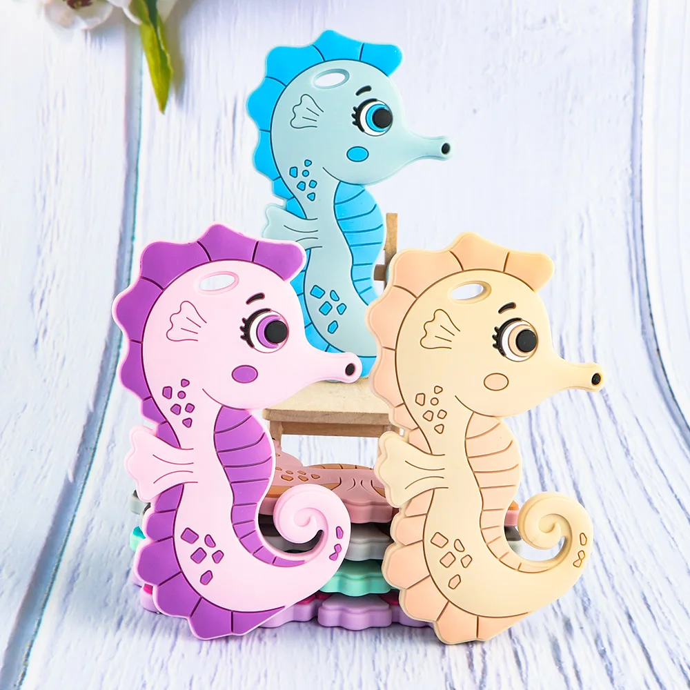 1-10Pcs New Goat Giraffe Seahorse Silicone Beads For Jewelry Making  Animal Baby Silicone Teether DIY Pacifier Chain Accessories