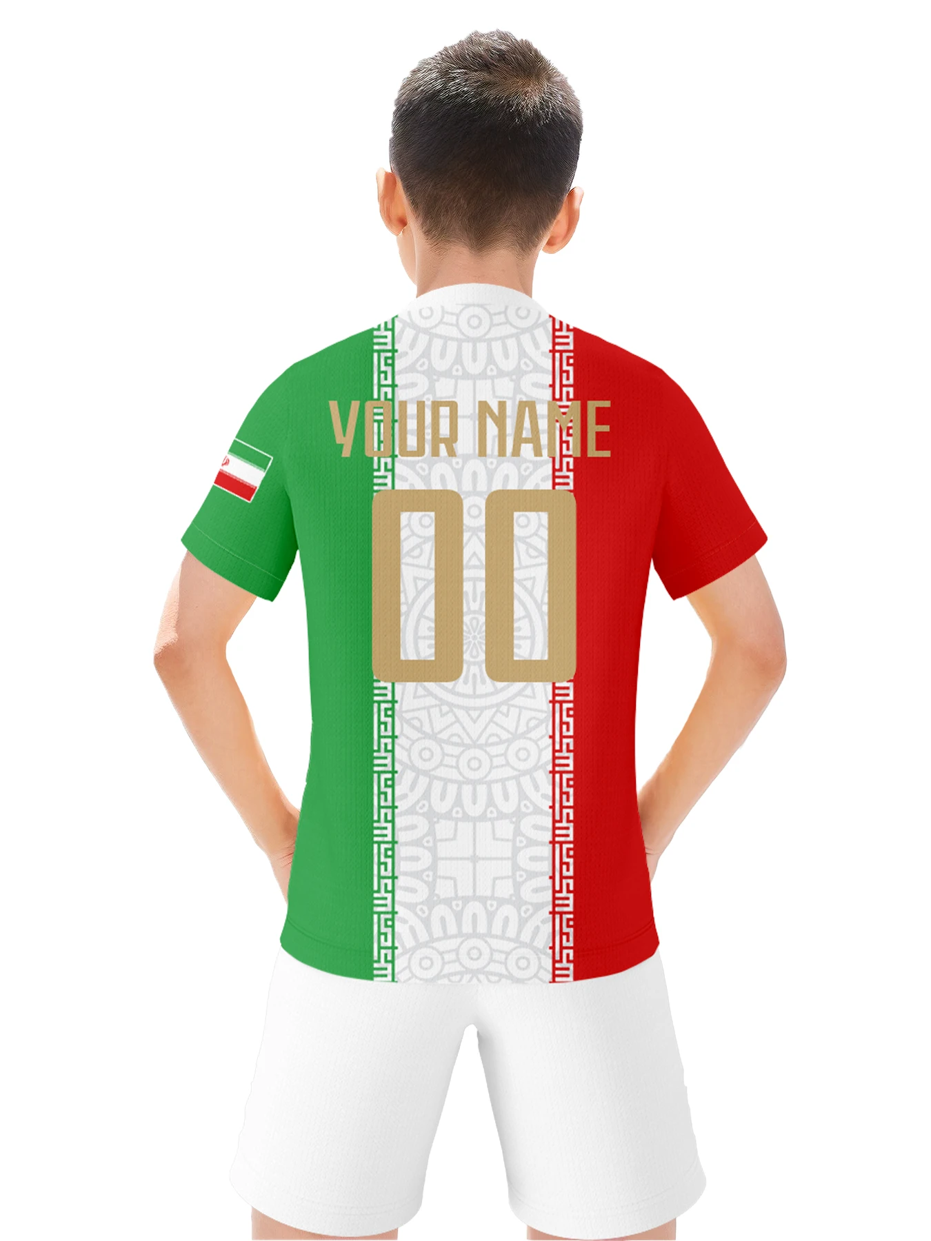 Customized Kids Iran Soccer Kit Personalized Football Set with Name & Number, Breathable National Team Training Uniform