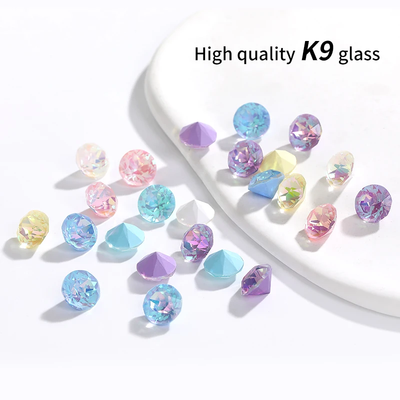 Diamond Round Rhinestones K9 Glass Crystals Glitter Charms Nails Jewelry Accessories Glue On Nail Art Pointback DIY Decoration