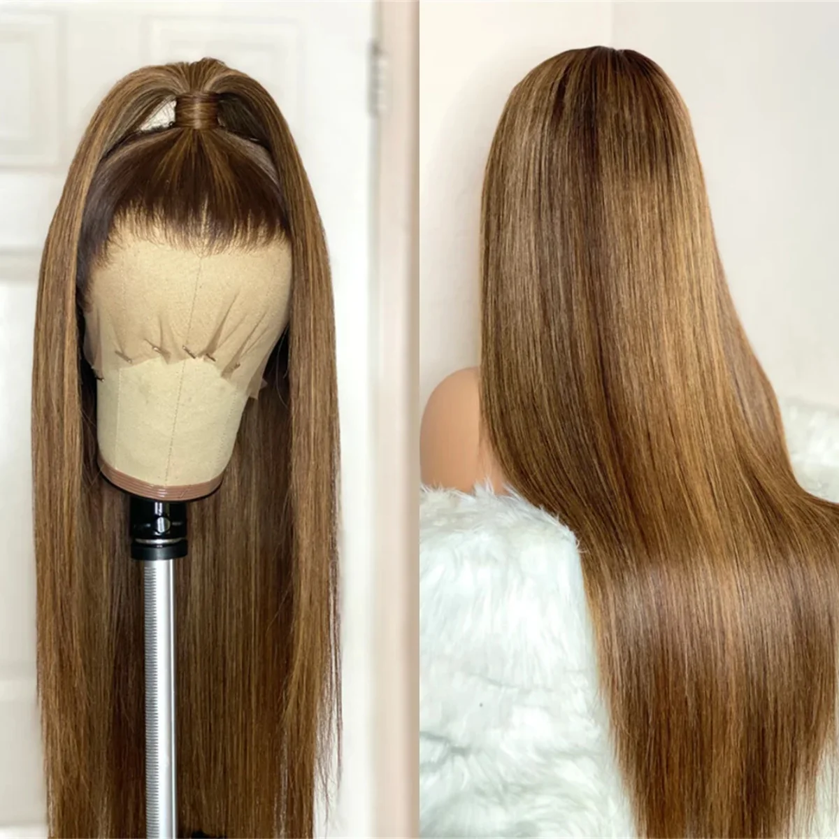 30 بوصة سوبر طويل شعر مستعار مستقيم أومبير العسل البني Balayage شعر مستعار للنساء جودة عالية الاصطناعية HD الدانتيل الجبهة الباروكات جاهزة للشحن