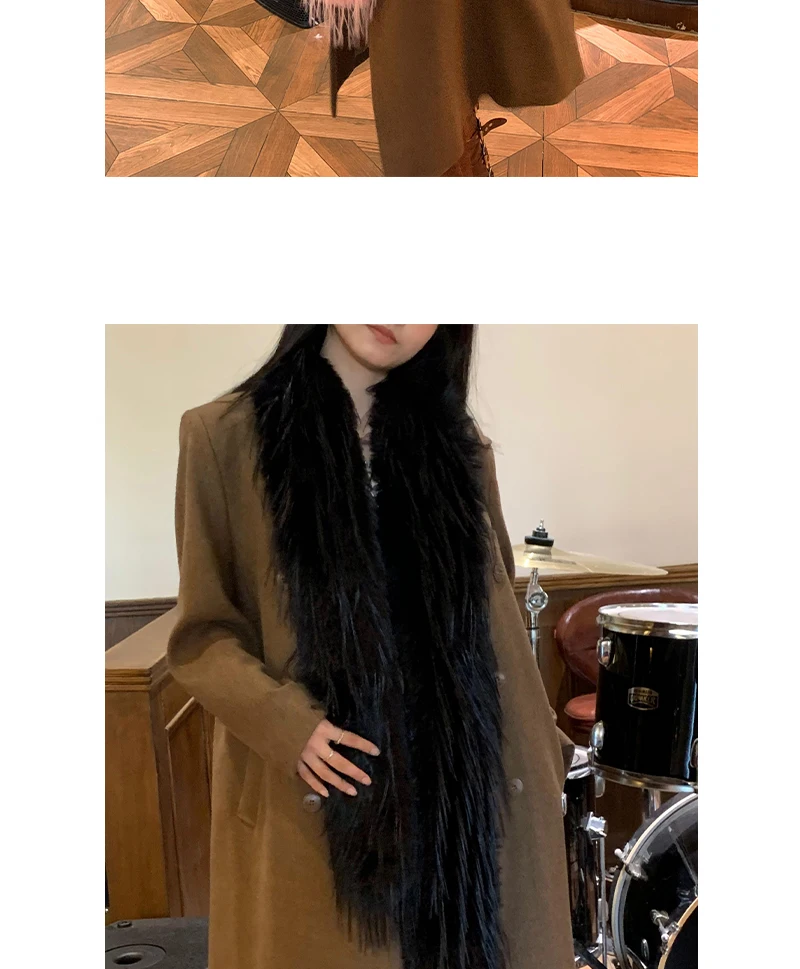 Koreanische Designer Runway Stil Dicken Schal Modische Plüsch Lange Streifen Schal frauen Nachahmung Nerz Pelz Y2K Mädchen Schal für warme – Detail 10