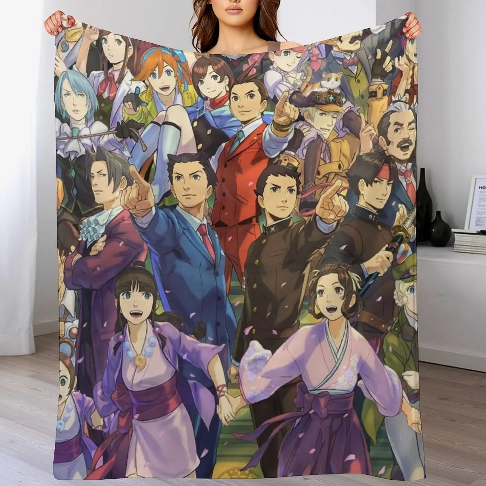 

New Ace Attorney 20th Anniversary Throw Blanket Warm Accent Blanket for Living Room Decoration