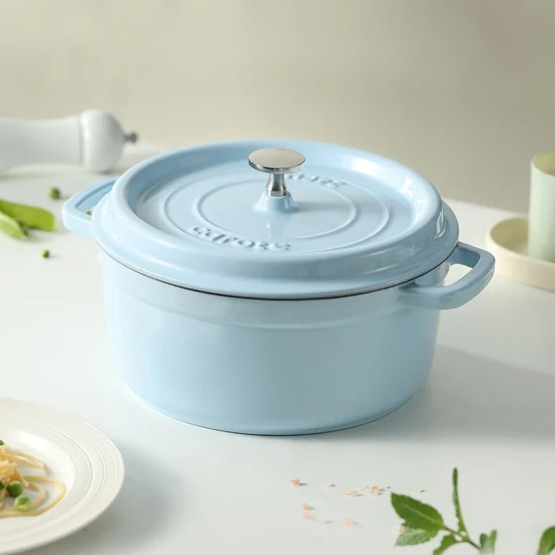 

High-value Cast Iron Enameled Pot, Non-stick Casserole Pot, Household Aesthetic Stew Pot, Suitable for All Kinds of Stovetops