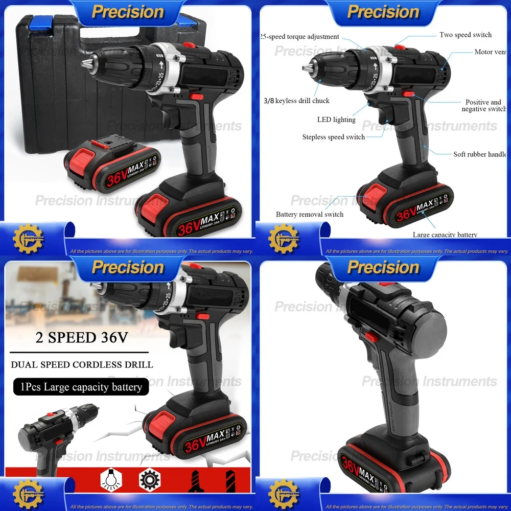 2026 Cordless Drill Driver Dual Speed Electric Screwdriver for Home Use with Battery Charger Compact Pistol Grip Power Tool Set