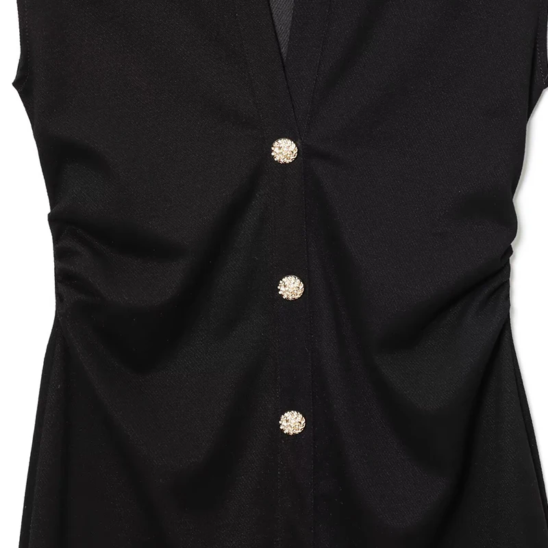 فستان سترة على الموضة الفرنسية برقبة على شكل حرف v أنيق للسيدات ملابس غير رسمية للمكتب للسيدات أسلوب بسيط