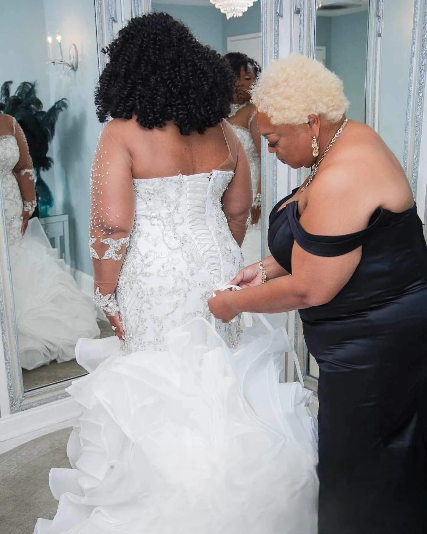 Personalizado alta pescoço brilhante contas rendas sereia vestido de casamento robe mariée mangas compridas em cascata babados espartilho volta vestido de noiva