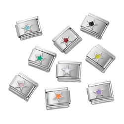 1pc/lot Stainless Steel Five-Pointed Star Italian Links Fit 9x10mm Bracelets for DIY Bracelets Jewelry Making Accessories