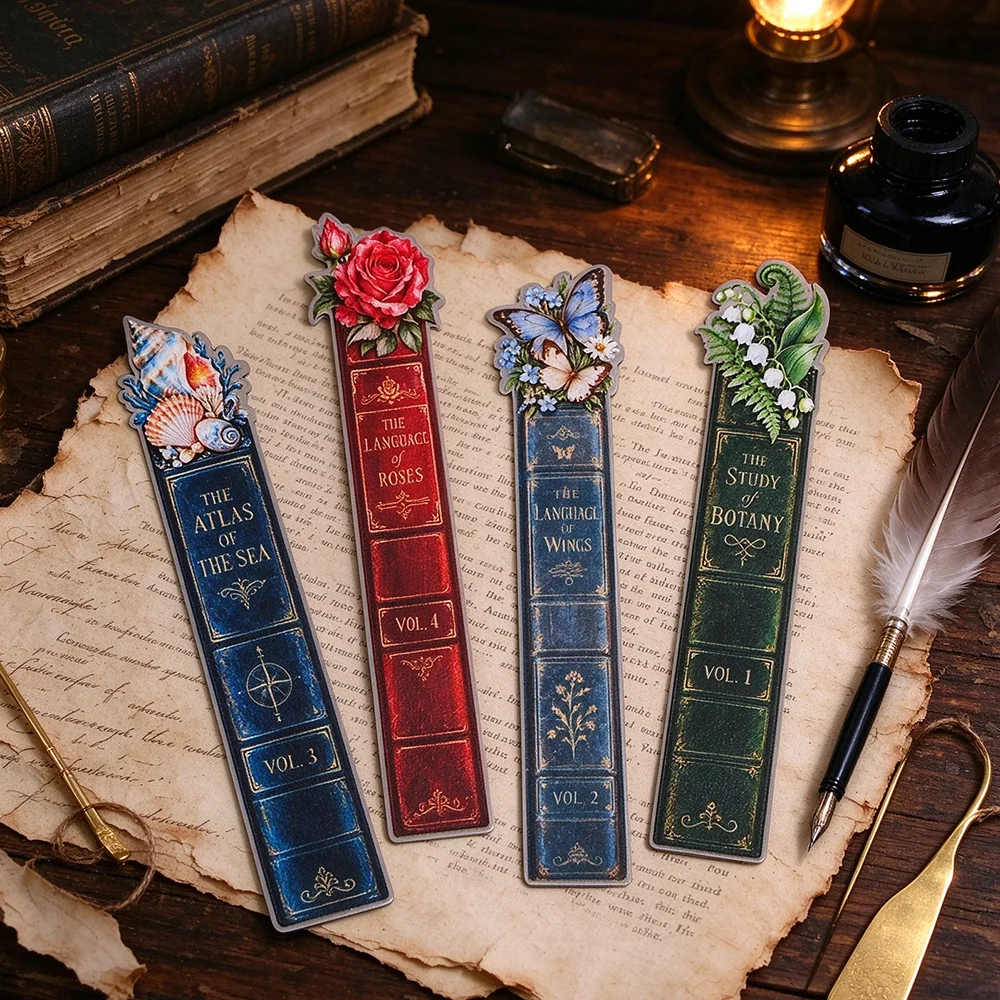 Vintage Book Acrylic Bookmark with Rose Butterfly Botanical Ocean Designs for Literature Fans Reading Journals Graduation Gift