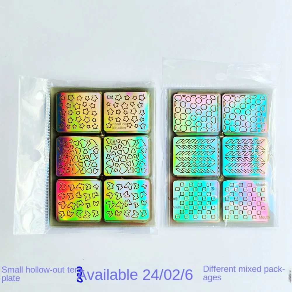 6/12/24/26pcs Set di adesivi per unghie laser Holographic Hollow Nail Art Stencil Adesivo Manicure Design Nail Art Sticker Strumento per manicure