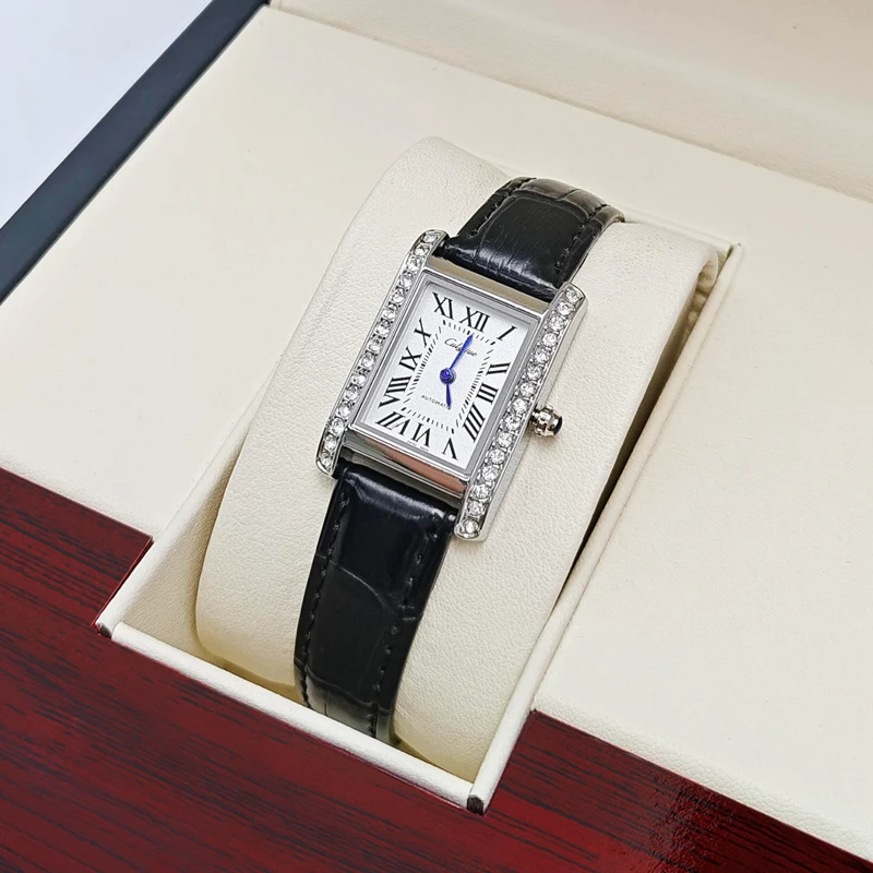 ساعة نسائية مدمجة فاخرة، تصميم بسيط كاجوال عصري للعمل مع مربع صغير مرصع بالألماس، ساعة للسيدات للطلاب، مقاومة للماء، ساعة يد أنيقة وأنيقة للفتيات الصغيرات، خيار من أفضل إكسسوارات العلامات التجارية #4