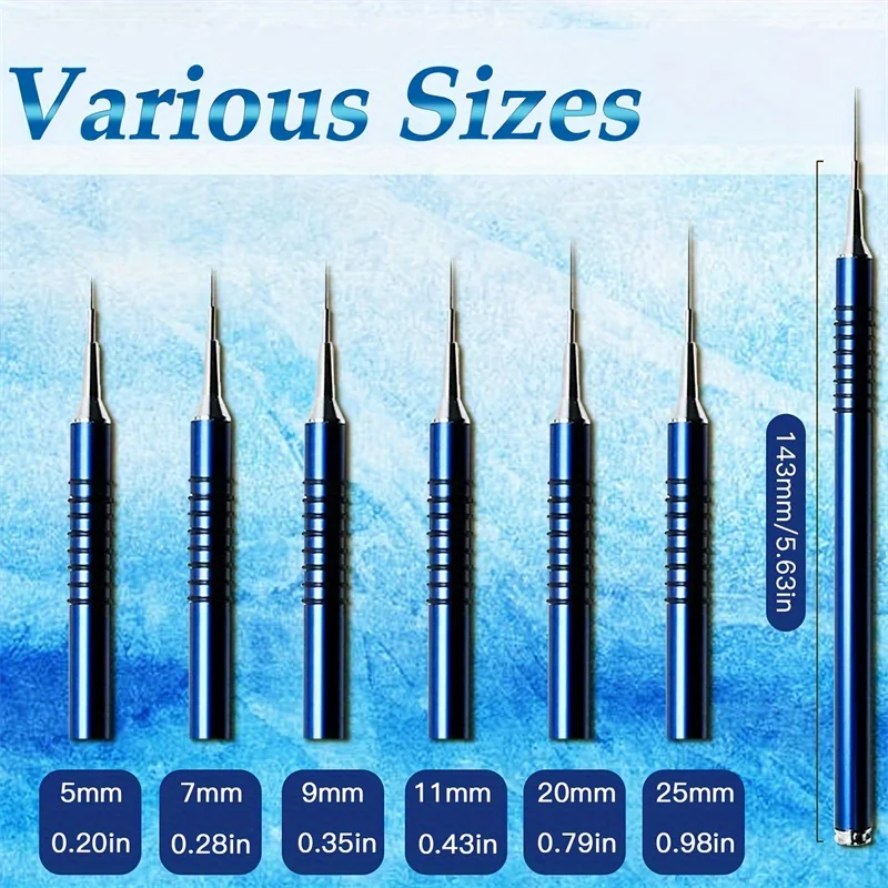 Blaue Nail Art Liner Pinsel Set Metall rutsch feste Stift halter längliche Linien Streifen Zeichnung UV Gel Malerei Nagel Design Stift