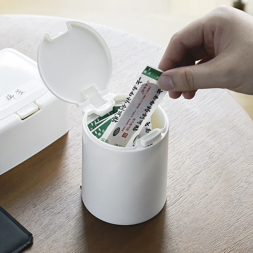 

2Pcs Mini Storage Box Set Dustproof Pressing Cover Storage Case Sundries Organizer for Desktop Home Use Round