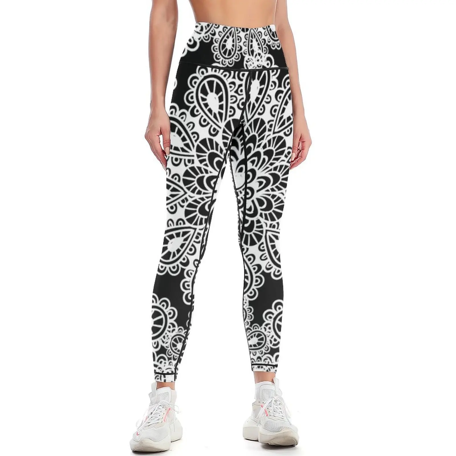 

black and white Mandala Leggings sportswear gym Fitness clothing Womens Leggings