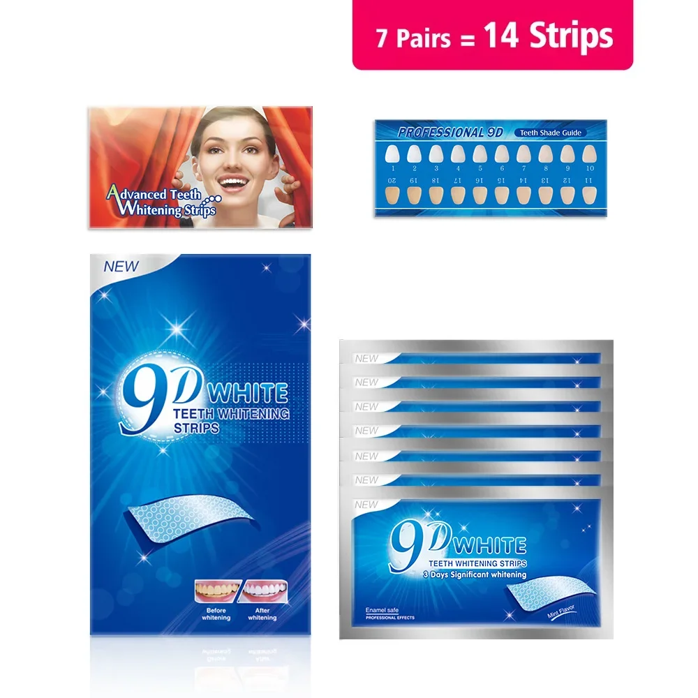 

Fast Acting 3D 5D 9D Teeth Whitening Strips Low Sensitivity Safe Effective Tooth Brightening White Strips