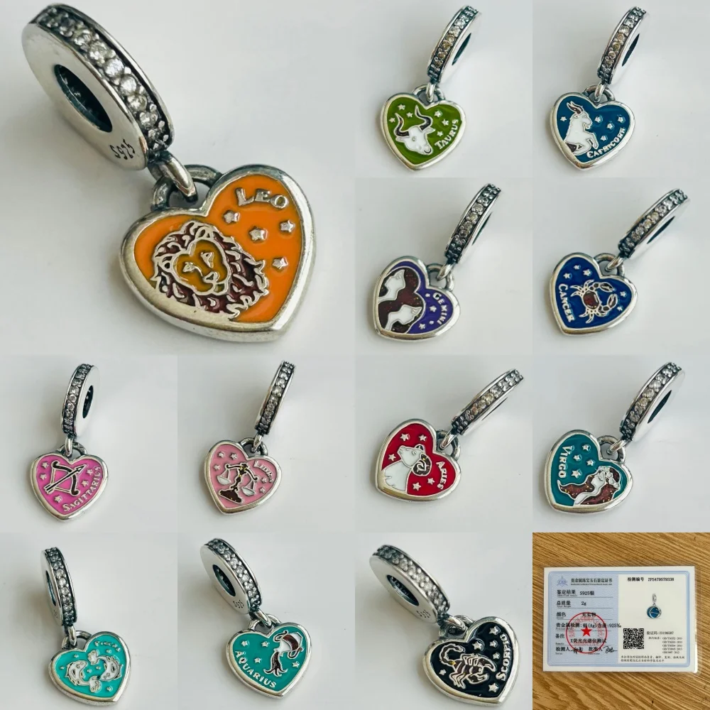 Hot selling 925, 12 Constellation Heart Pendant Suitable For European Original Bracelet DIY Accessories Exquisite Jewelry