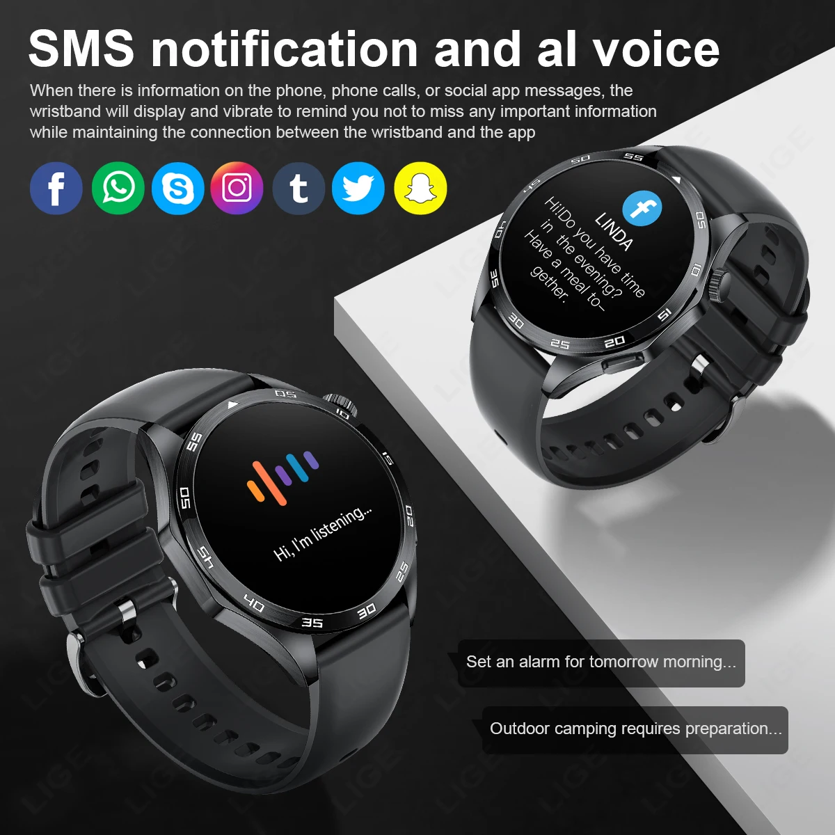 LIGE New Smartwatch For Men ECG Heart Rate Monitoring Medical Grade Men’s Watches Bluetooth Call Bracelet Smart Watch For Huawei