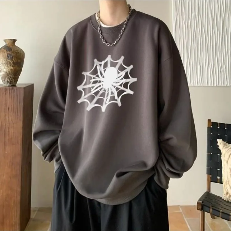 Giacca unisex autunno nuova ragno con stampa retrò ampia, comoda, semplice e versatile, stile coppia, sport all'aria aperta, girocollo