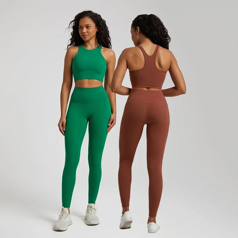 

Women Yoga Set Buttery Soft Workout Clothing Gym Wear High Waist Leggings Crop Sports Bra 2 Piece Fitness Sports Suits