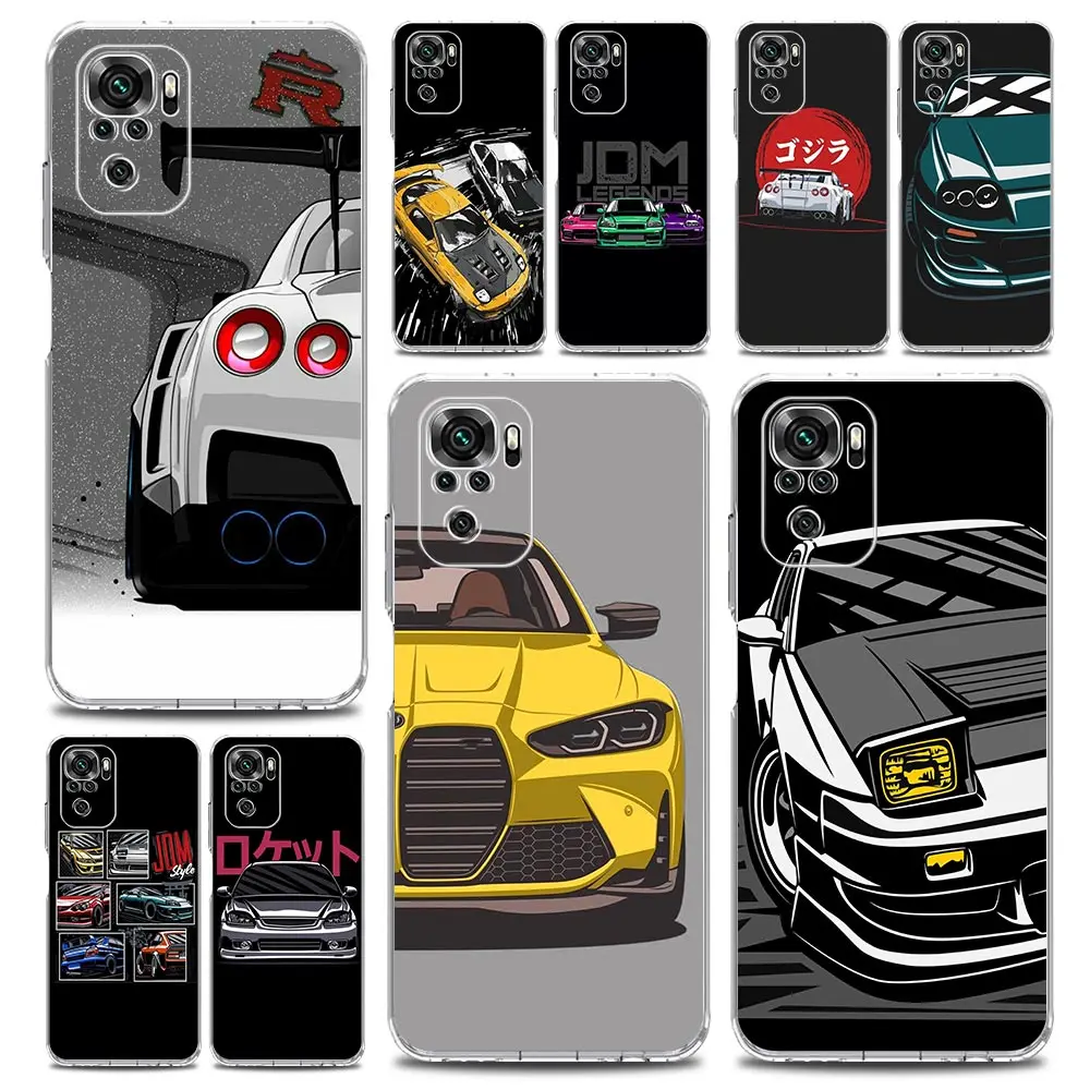 JDM Type R Civic Sport Car Phone Case For Xiaomi Redmi Note 13 12 5G 9S 9 8 10 11 Pro 4G 9T 13C 12C 10C 9C 9A 7 Clear Soft Cover