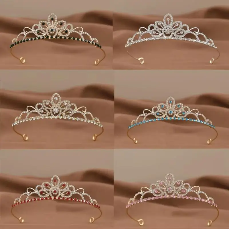 Girls Rhinestone Princess Tiara Cute Sparkling Crystal Crown for Birthday Wedding Little Flower Girl