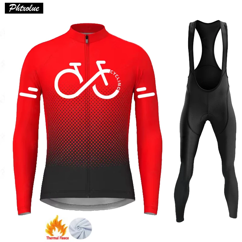 2024 Winter Thermal Fleece Cycling Clothing Jerseys Set Men MTB Bicycle Bike Clothes Kit Suit Uniform Maillot Ropa Ciclismo