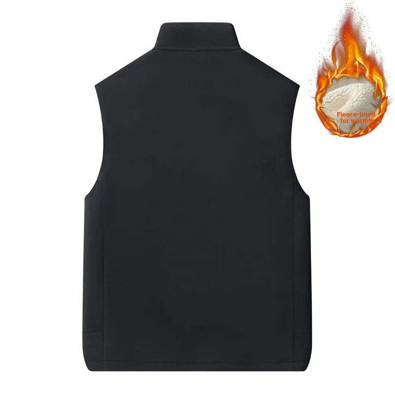 سترة قطنية عصرية للخريف والشتاء للرجال كاجوال متعددة الوظائف مقاس كبير وياقة واقفة دافئة بدون أكمام للرجال #6