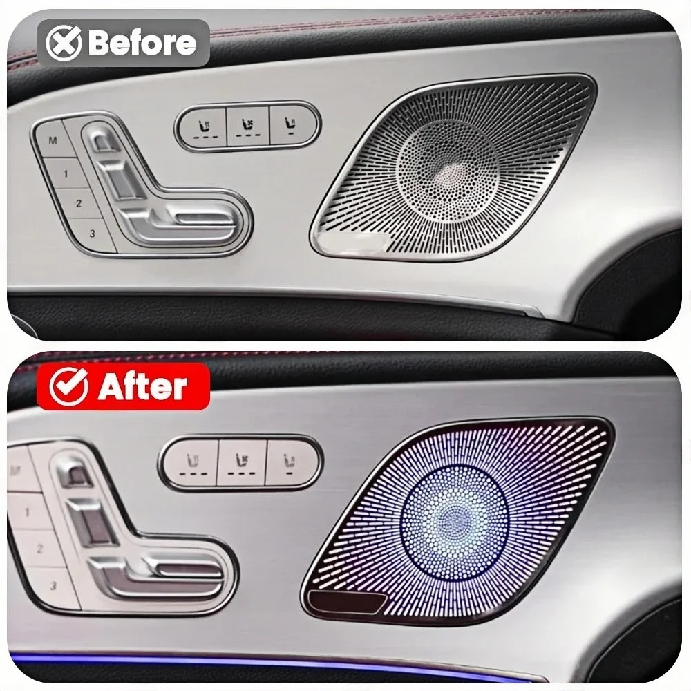 for Mercedes Benz GLE GLS AMG W167 Car 64 Colors LED Door Audio Speaker Cover Ambient Light Horn Door Horn Loudspeak Precise Fit
