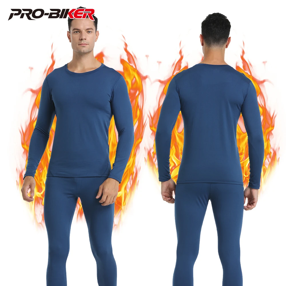 Men's Thermal Underwear Set Winter Protection Long Sleeves Pants Pull On Thermal Underwear High Elasticity Sports Warm Clothing