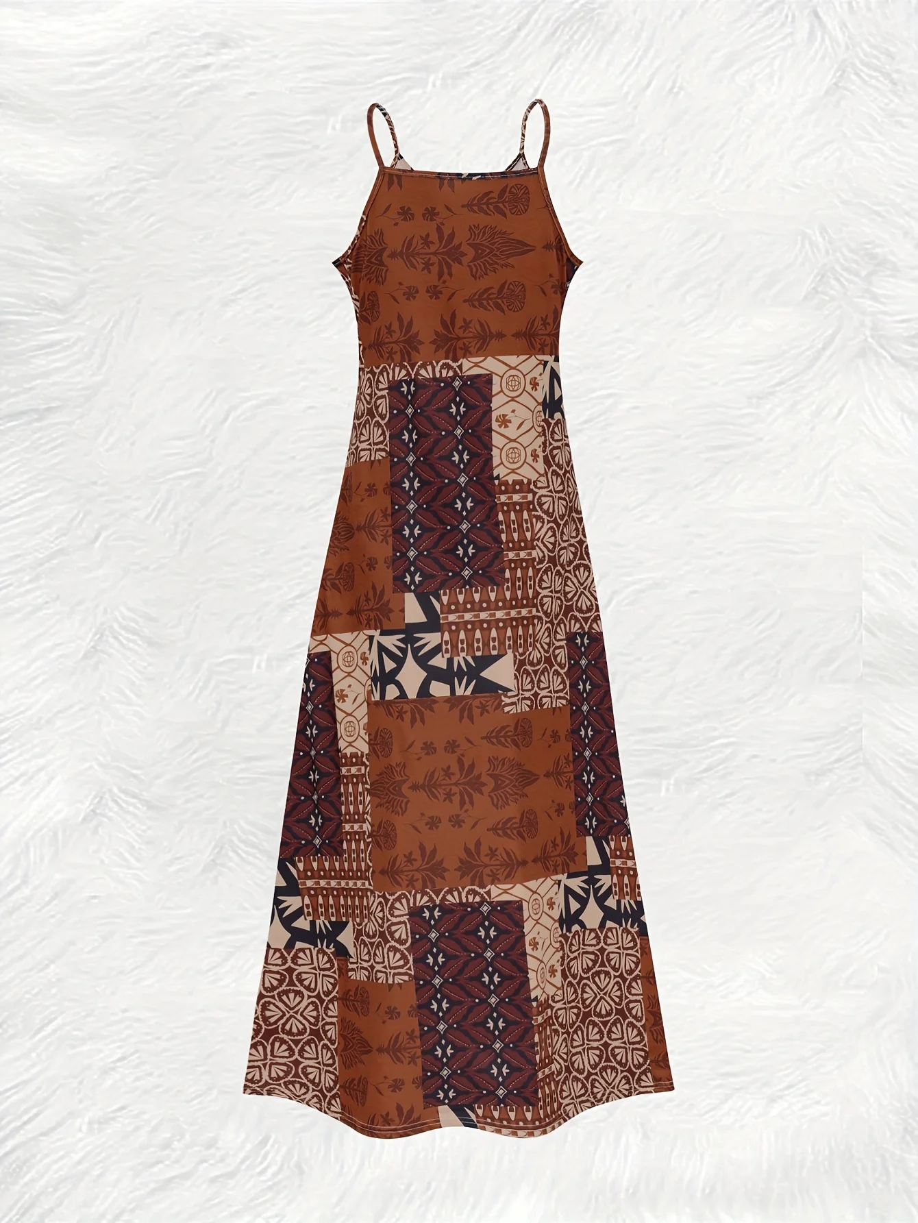 Printed Design Casual Style Geometric Tribal Patchwork Print Pattern Ladies' Dress