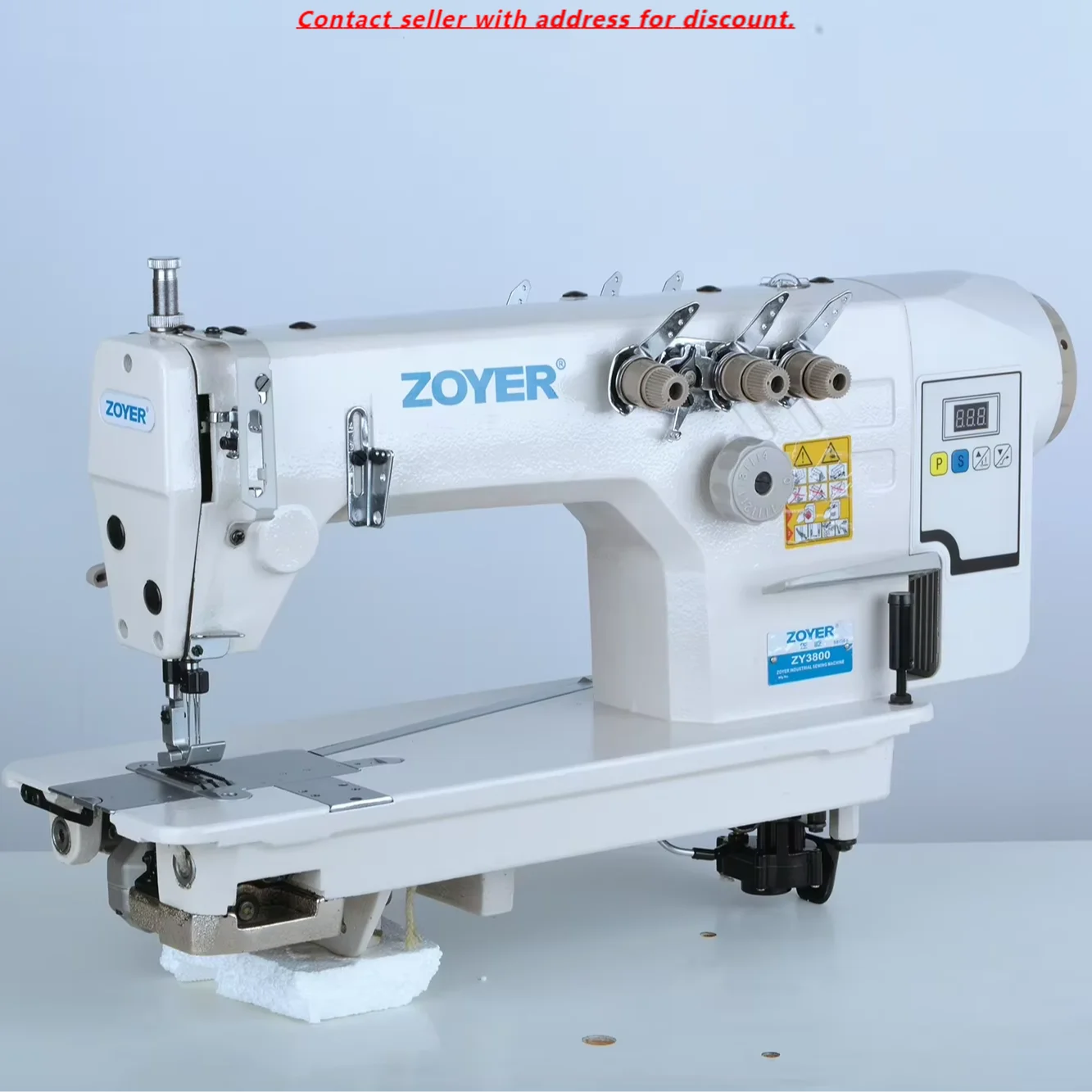 

ZY3800-3D Industrial Straight Lockstitch Sewing Machine Direct Drive Flat Bed Three Needle Rubber Puller Manual Feed New Metal