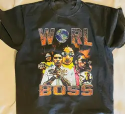 Vintage Vybz Kartel Worl Boss T-shirt Black Short Sleeve All Sizes S-5XL