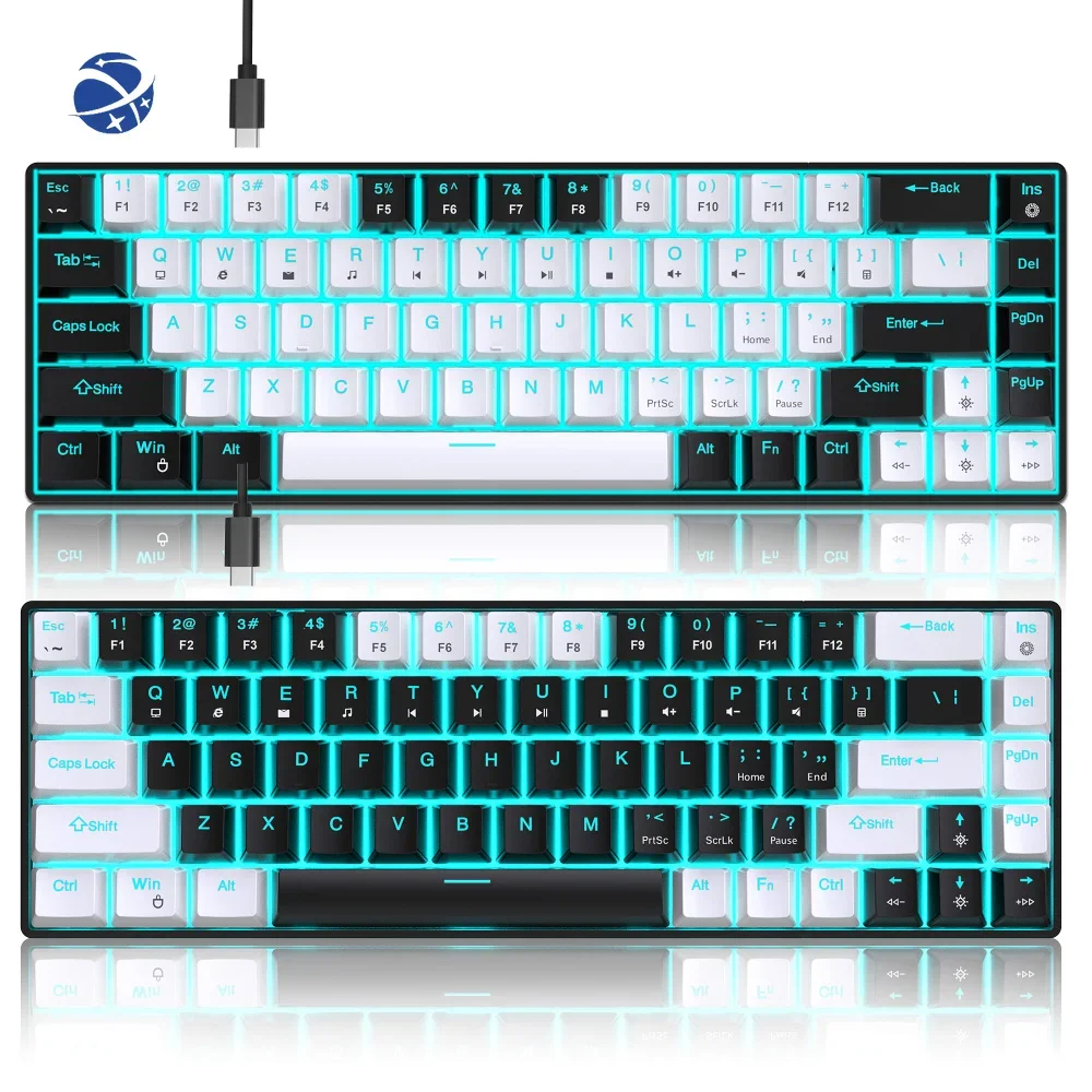 Teclado mecánico para juegos, interruptores intercambiables, diseño ergonómico, ABS, eje azul, cable USB, RGB, 68 teclas, venta al por mayor