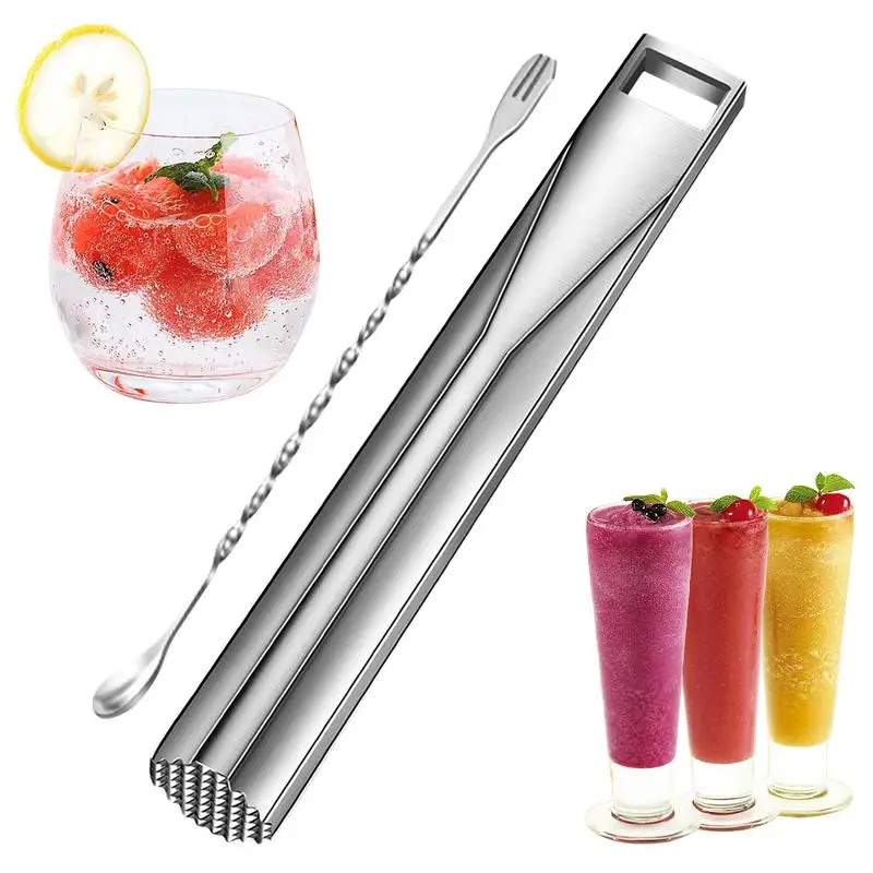 Muddler Bar Cocktail Stainless Steel Drink Spoon Mixing Cocktails 10 Fruit And Set Tool Stirrer Mojitos Drinks Inch New Mojit