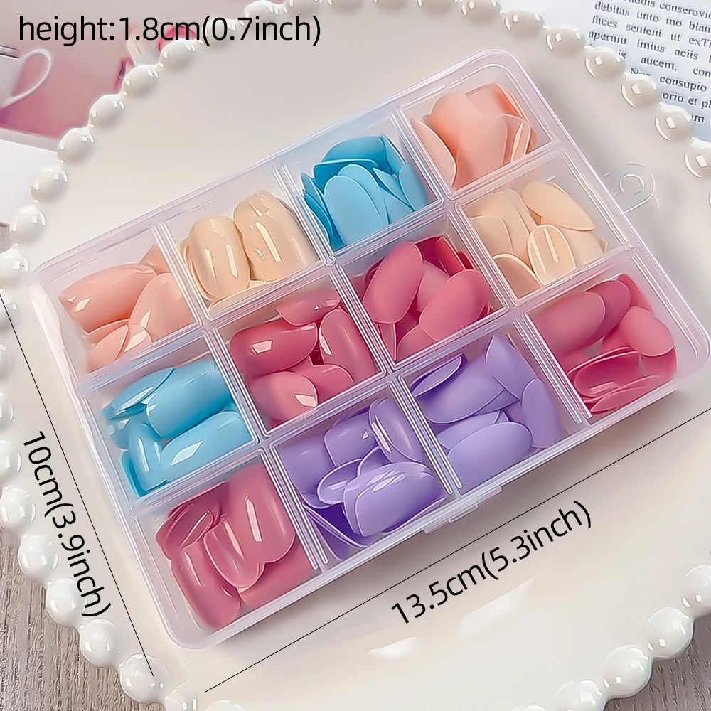 288 قطعة/صندوق لامع وماتي الدوبامين اللون الملونة طويلة اللوز الأظافر وهمية لينة الفرنسية مسمار نصائح بسيطة اضغط على الأظافر أظافر صناعية #5