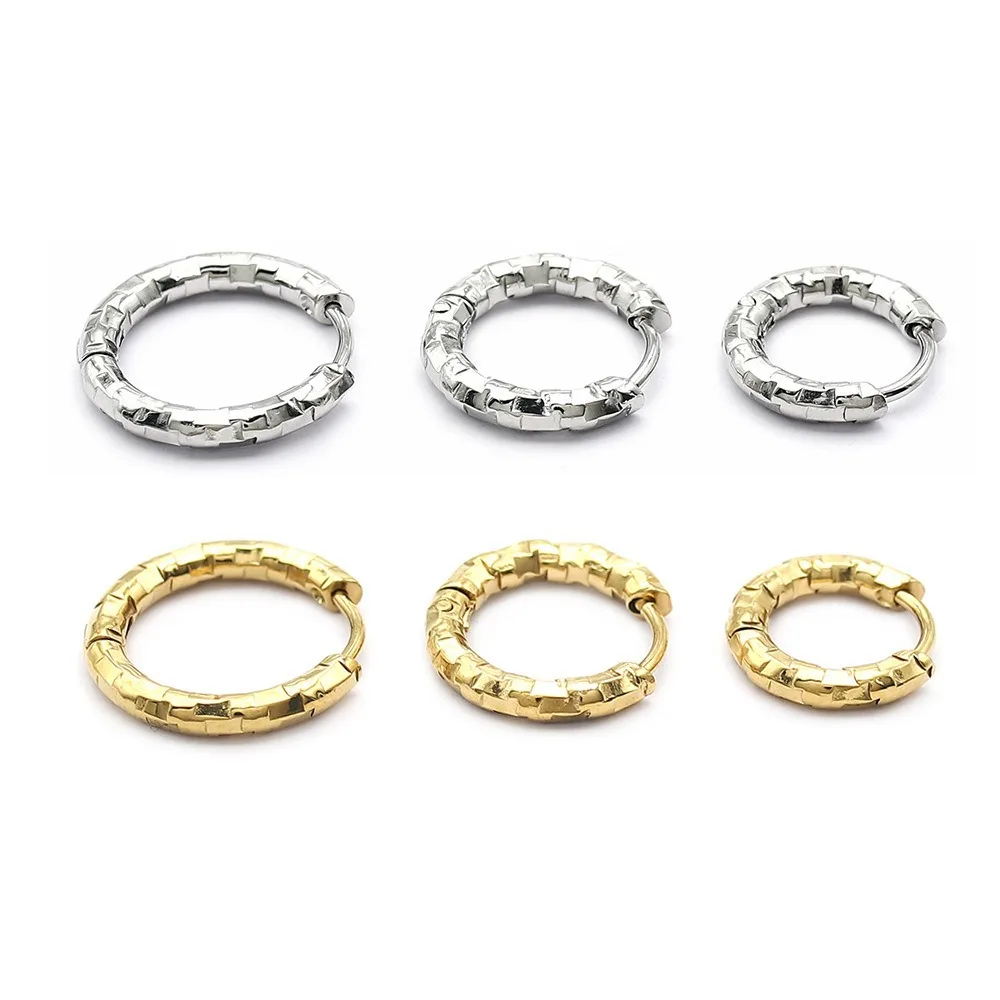 Fashion Design Gold-Color IP Plating Stainless Steel Line 2.5mm 8/10/12mm Hoop Earrings No Fade Allergy Free Brief Style