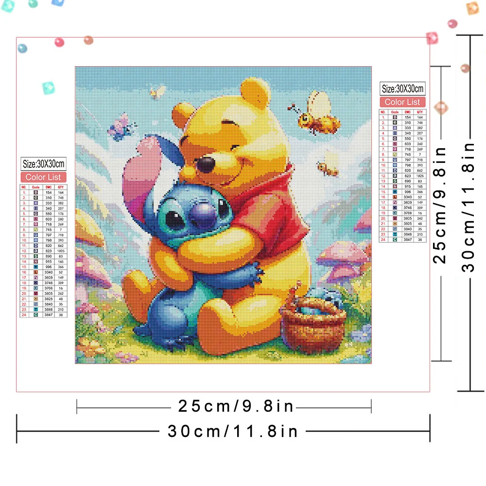 Disney 5D Cartoon Diamond Painting Winnie The Pooh Drill Mosaic Full Round DIY Diamond Embroidery Stitch Bedroom Decoration