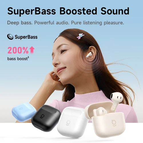 Imagen 2 del producto Baseus Bass BS2 Lite auriculares inalámbricos verdaderos Bluetooth 6,0 auriculares semiintrauditivos 2 micrófonos AI ENC 40H tiempo de reproducción IP55 SuperBass auriculares