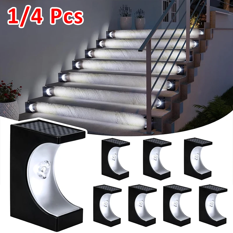 

1-4 шт. солнечные лестничные фонари яркий ступенчатый палубный светильник в форме луны солнечная батарея уличная водонепроницаемая лампа для лестницы пейзажный декор