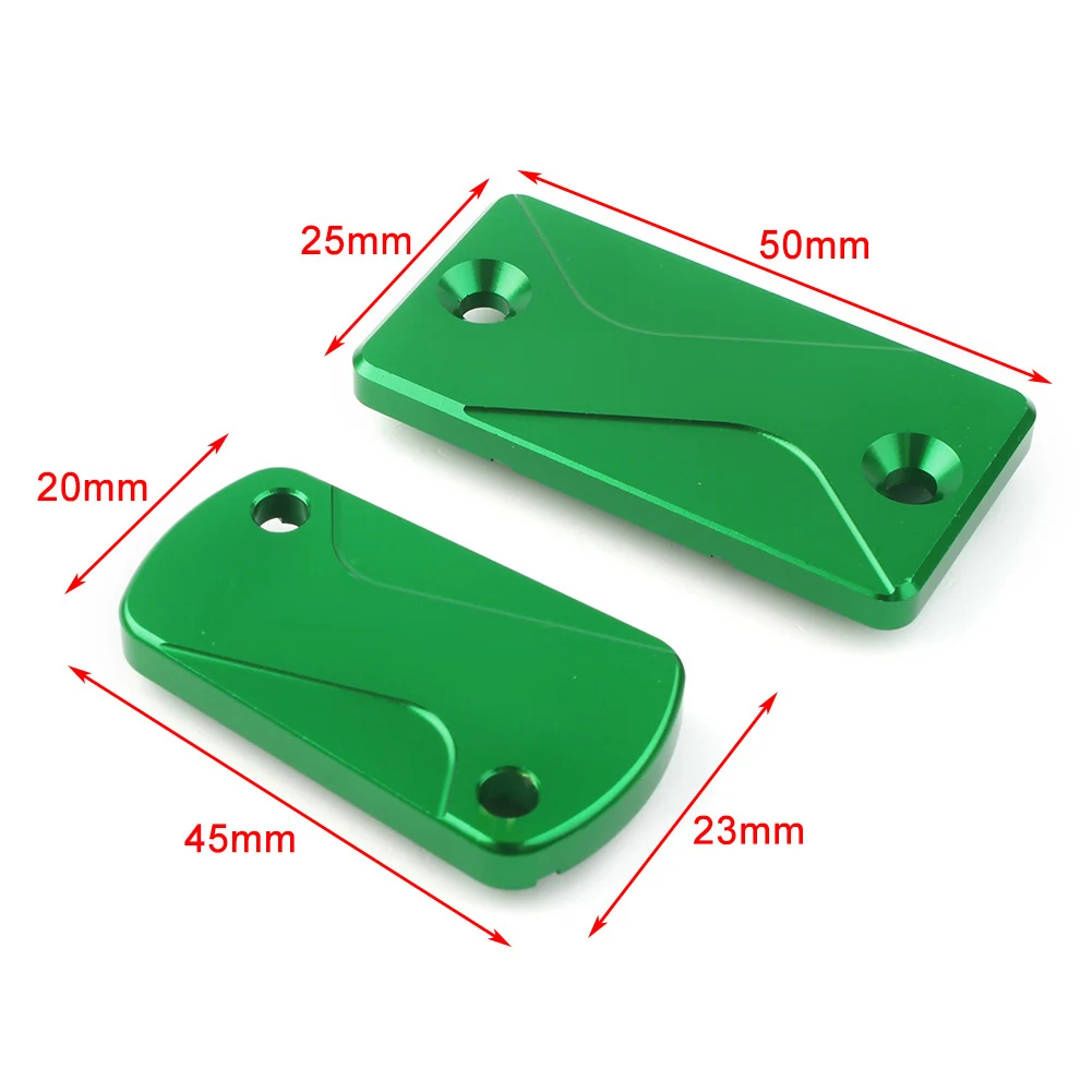 2Pcs Motorcycel Front Rear Brake Reservoir Fluid Cover Cap For Kawasaki KLX125 KX250 KX250F KX450F KLX450R Green