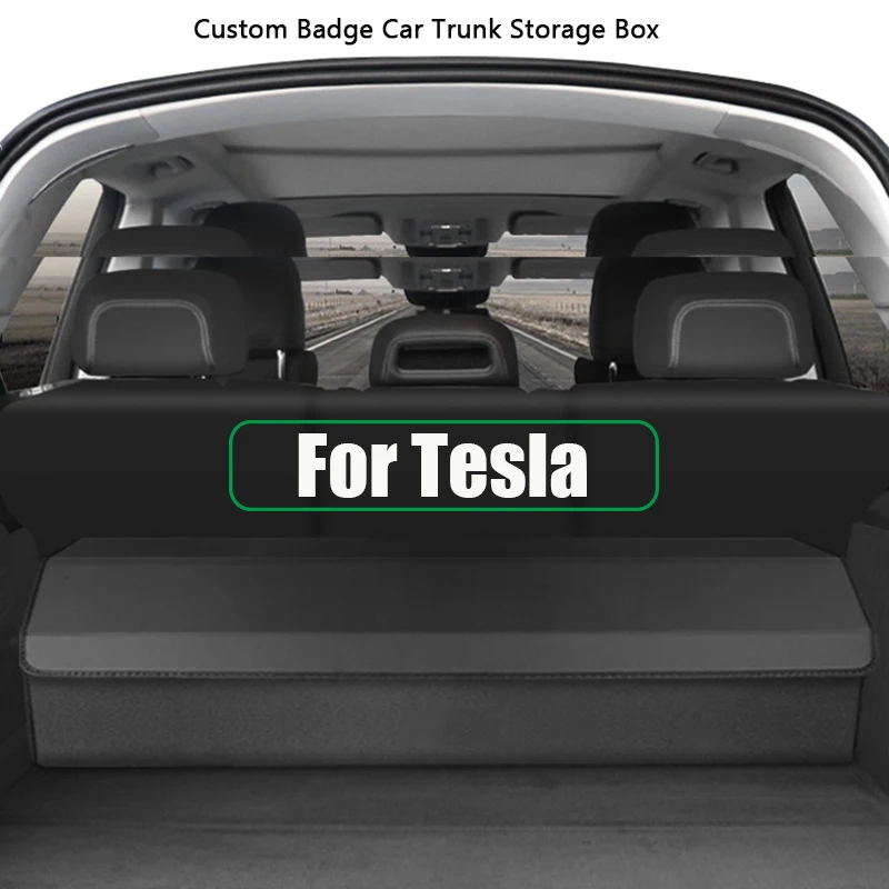 

Extra-Large Capacity Car Trunk Organizer Box Folding For Tesla Model Y juniper Model 3 Highland Model X Accessories Interior