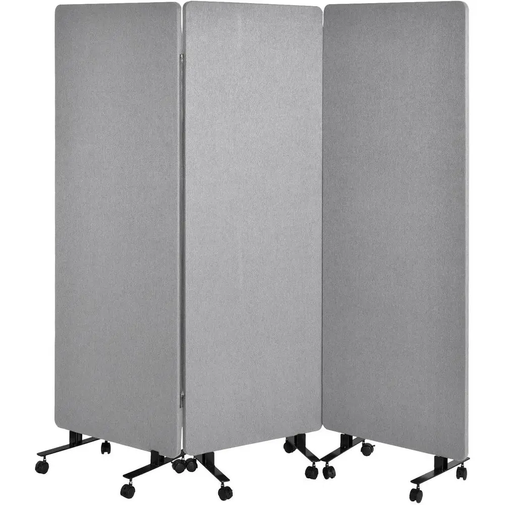 

72 3-Panel Heavy-Duty Acoustic Room Divider with Wheels for Noise Reduction, Portable Divider for Home, Hospital, Classroom - Li