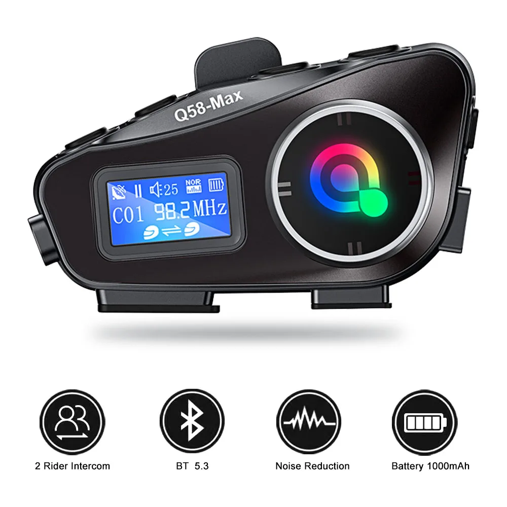 

Multi-Scene Mixed Music Sharing Dual Core LCD Screen Wireless Intercom Waterproof Motorcycle Helmet Headset