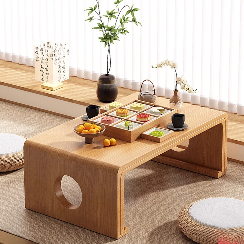 Folding Japanese-style Tatami Tea Table|Solid Wood Window Sill Low Table|Floor Sitting Coffee Table|Home Use Zen Meditation Desk