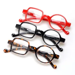 Iboode-gafas de lectura redondas y cuadradas de leopardo para hombre y mujer, lentes de presbicia, para hipermetropía, Retro, asimétricas, Unisex, + 1,0 ~ 3,5