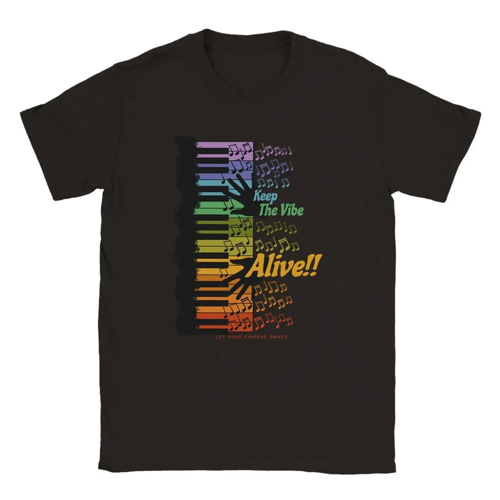 T-shirt unisexe vintage « Keep the Vibe Alive Piano » délavé, décontracté, polyvalent, confortable, respirant, graphique, doux